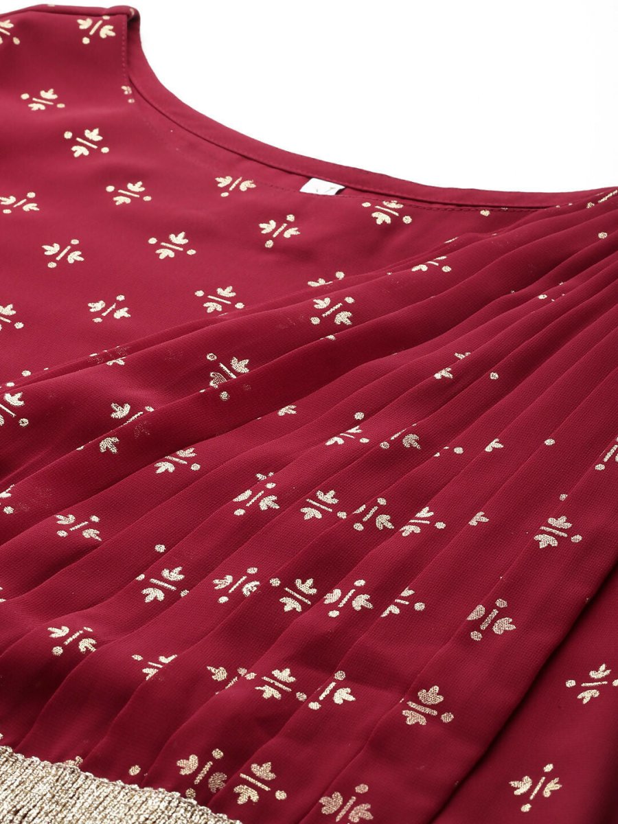Ahalyaa Women's Traditional wear Ethnic Dress - Maroon | Swadesiicart