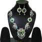 Mominos Fashion Silver-Plated Peacock Design Necklace Set Mangalsutra - Mominos Fashion