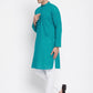 Even Apparels Green Pure Cotton Men's Kurta With Band Collar | Swadesiicart