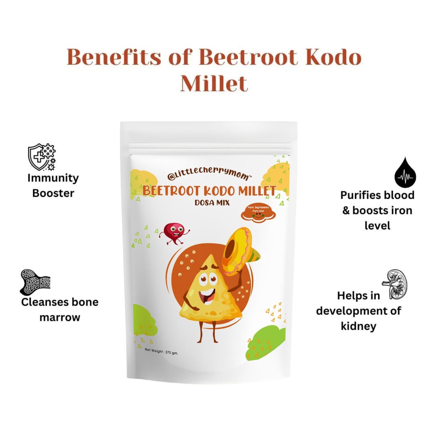 Littlecherrymom Beetroot Kodo Millet Instant Dosa | Swadesiicart