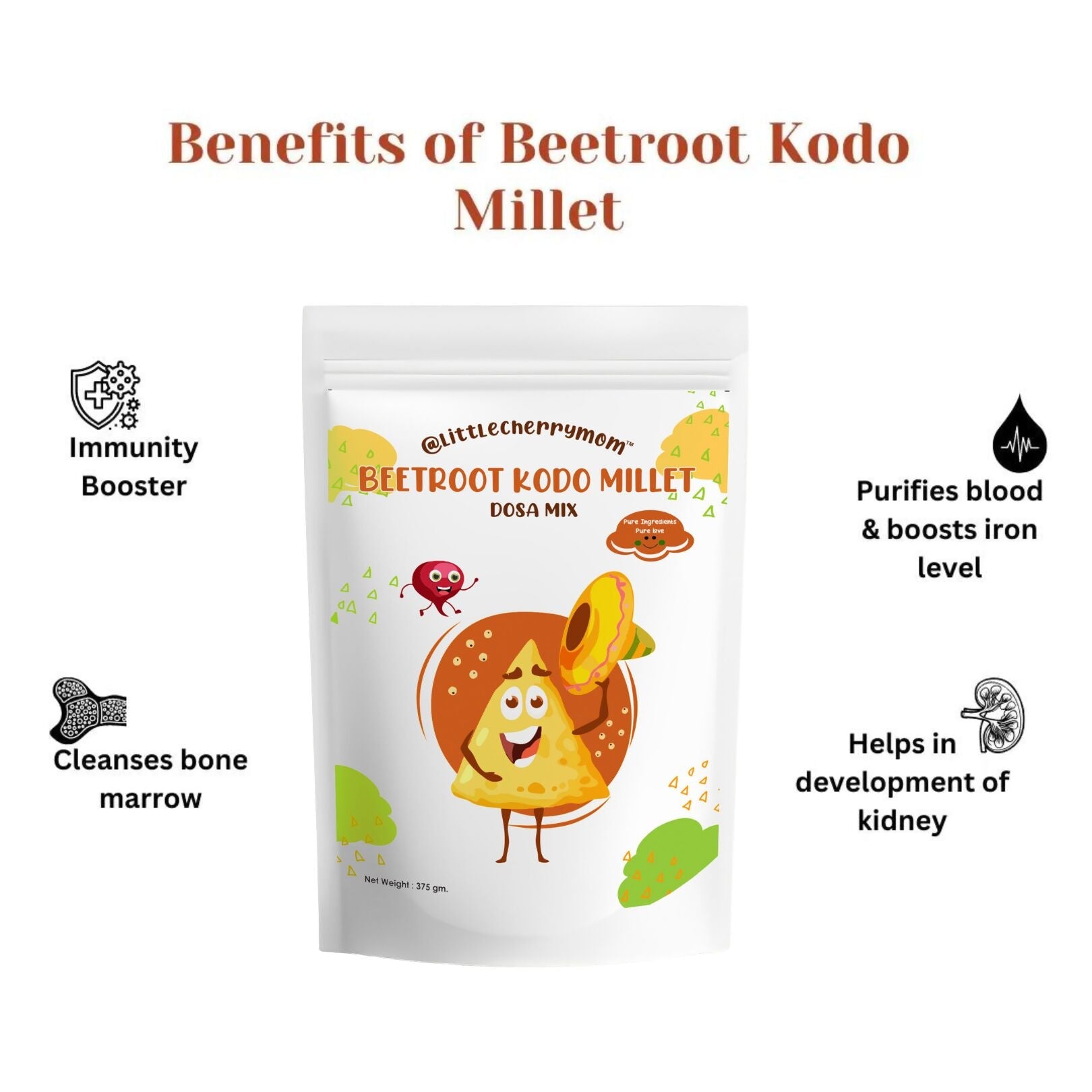 Littlecherrymom Beetroot Kodo Millet Instant Dosa | Swadesiicart