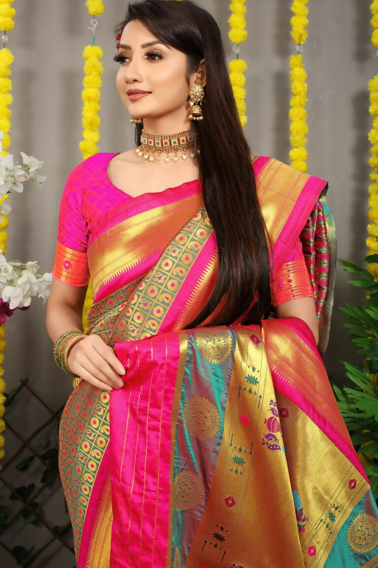 Jyoti Fashion Women's Grey Banarasi Silk Zari Woven Saree with Blouse | Swadesiicart