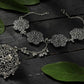 Mominos Fashion Kamal Johar Oxidised Silver-Plated Floral Bracelet
