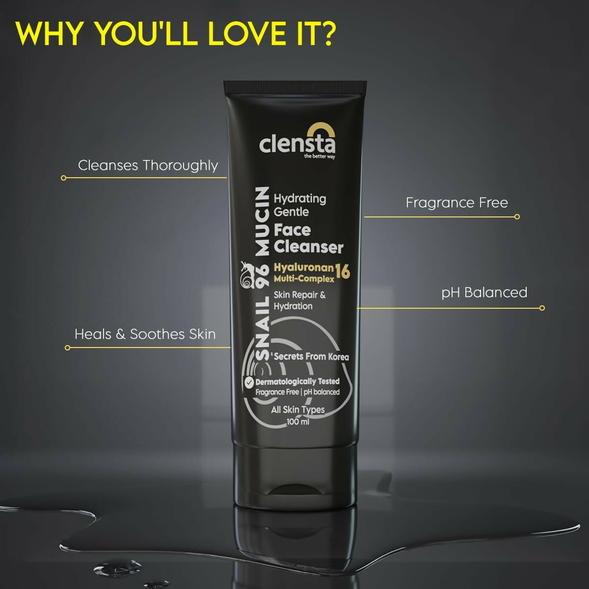 Clensta Snail 96 Mucin Skin Repair Gentle Face Cleanser - Swadesiicart