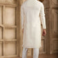 Raivat Ethnic Banarasi Art Silk Mirror Work Kurta Pajama In Cream Colour | Swadesiicart