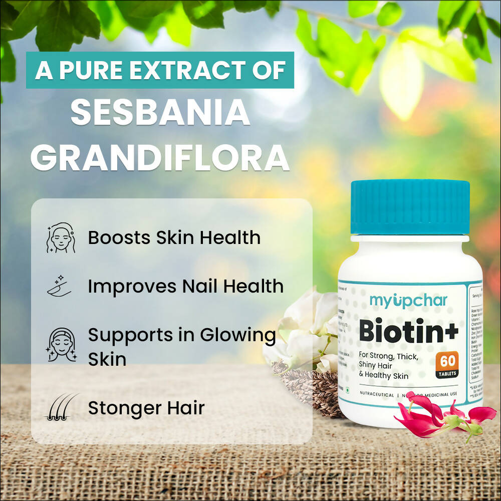 myUpchar Ayurveda Biotin+ Tablets - Swadesiicart