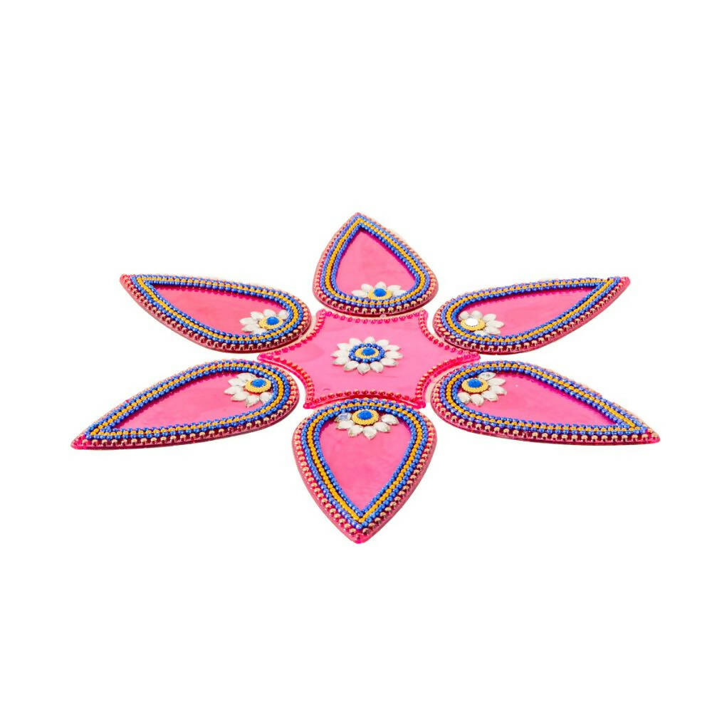 Kundan HandiKrafts Drop Rangoli Pink (Medium) - Swadesiicart