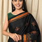 Very Much Indian Khun Saree Cotton Resham Handwoven Chrome Yellow & Black | Swadesiicart