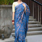 Beatitude Blue Cotton Floral Jamdani Saree