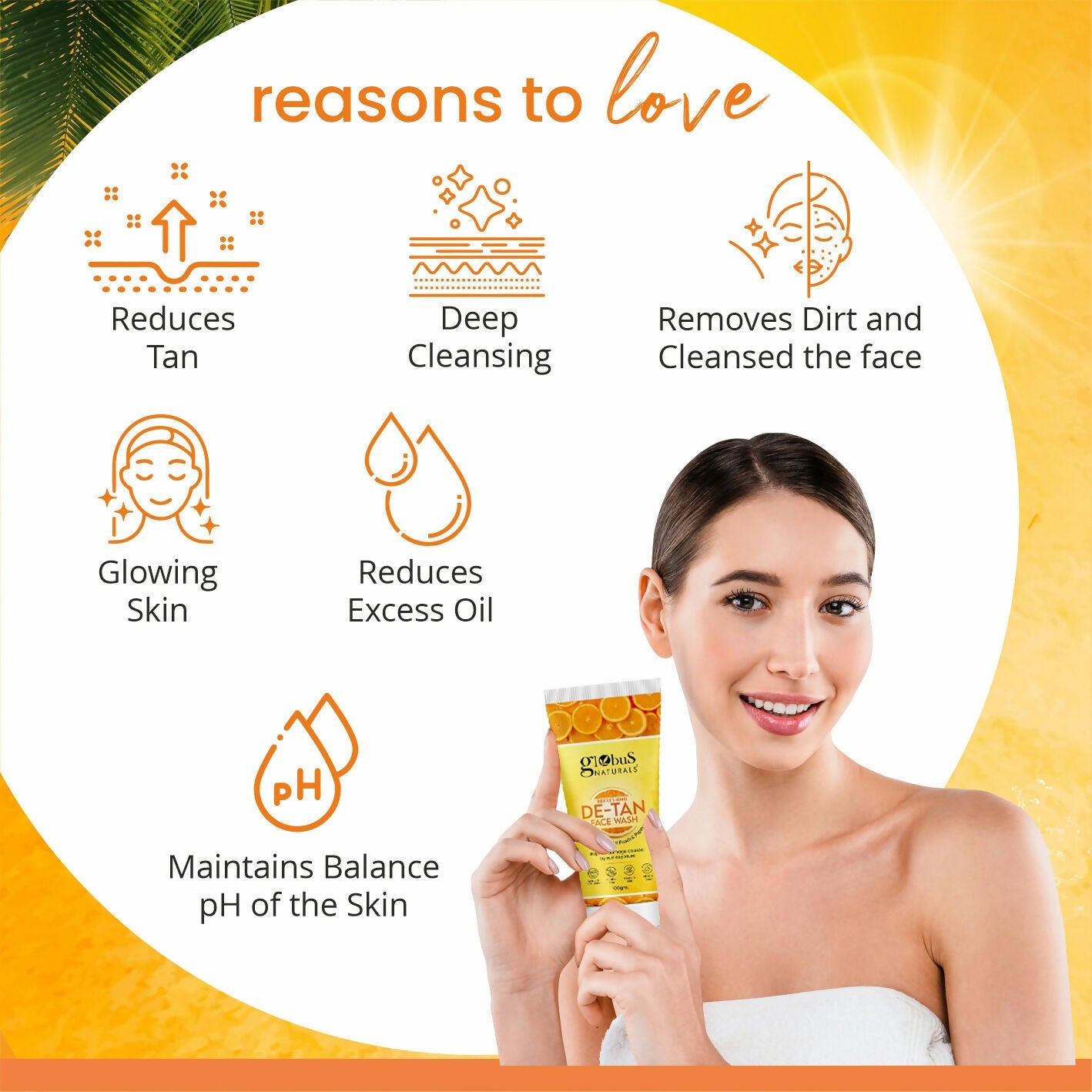 Globus Naturals De Tan Face Wash, Suitable For All Skin Types | Swadesiicart