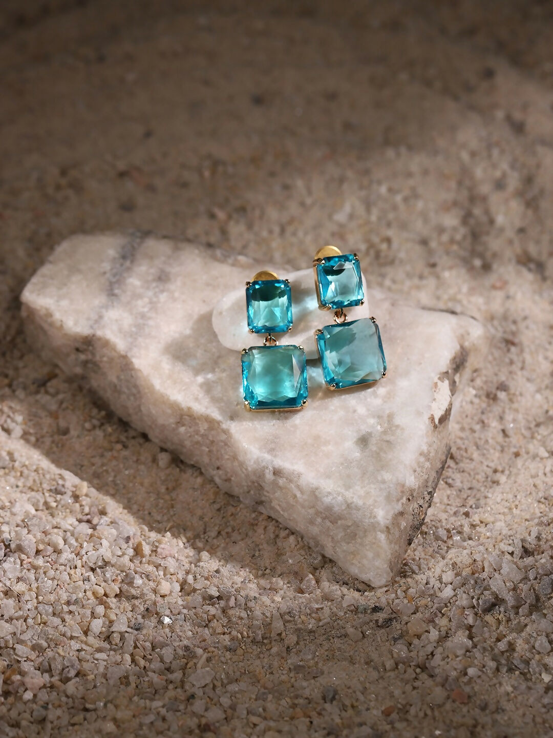 Blue Duet Stone Earrings- Ruby Raang | Swadesiicart