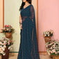 Aafreen Partywear Designer Bottle Green Georgette Fancy Saree