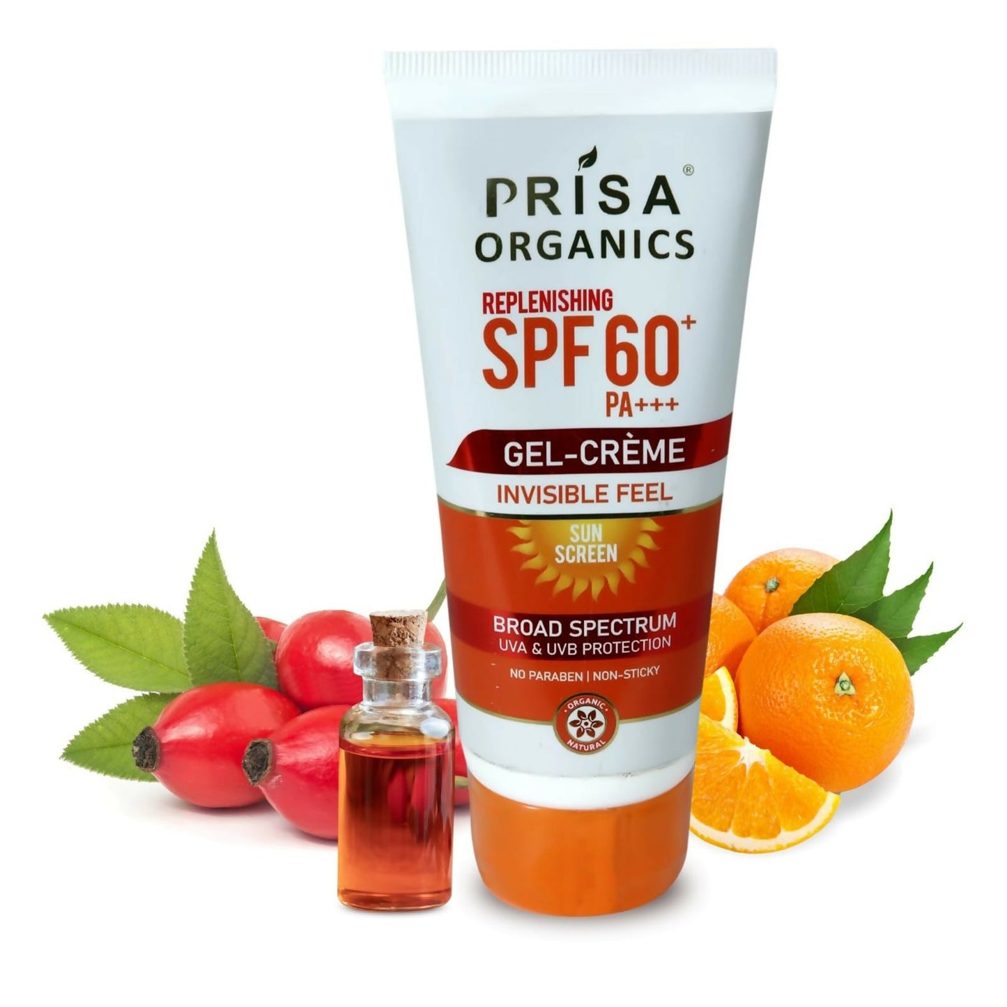 Prisa Organics Replenishing Sun Screen SPF 60 PA+++ Invisible Feel Gel Cream - Swadesiicart