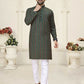 Anaita Green Jacquard Linen Cotton Straight Kurta