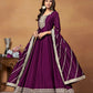 Anaita Wine Embroidered Art Silk Anarkali Suit