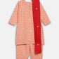 Ahalyaa Peach Crepe Gold Printed Kids Kurta Sets With Dupatta For Girls | Swadesiicart