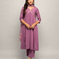 FIORRA Women's Lavender Creap A-Line Kurta Pant With Dupatta - Swadesiicart