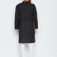Even Apparels Black Color Pure Cotton Men's Kurta With Band Collar | Swadesiicart