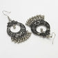 NVR Women's Silver-Plated German Silver Oxidised Chandbali Earrings - Swadesiicart