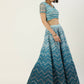 House of Panchhi Women Teal shading Net Mirror Embroidered Lehenga & Blouse with Dupatta | Swadesiicart