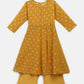 Ahalyaa Mustard Georgette Flared Kids Kurta Palazzo Set For Girls | Swadesiicart