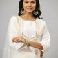 Juniper Women's White Chinnon Solid Embroidered Kurta Set | Swadesiicart