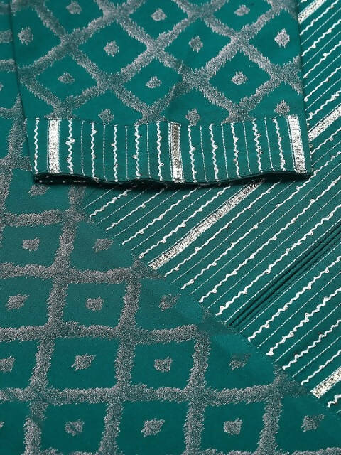 FIORRA Women's Teal Green Crepe Straight Kurta Skirt With Dupatta - Swadesiicart