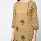 Aniyah Cotton Block Printed Beige Color Front Slit Kurta (AN-117K)