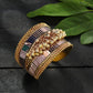 Gold Plated Oxidised Mirror & Ghungroo Cuff openable Bracelet