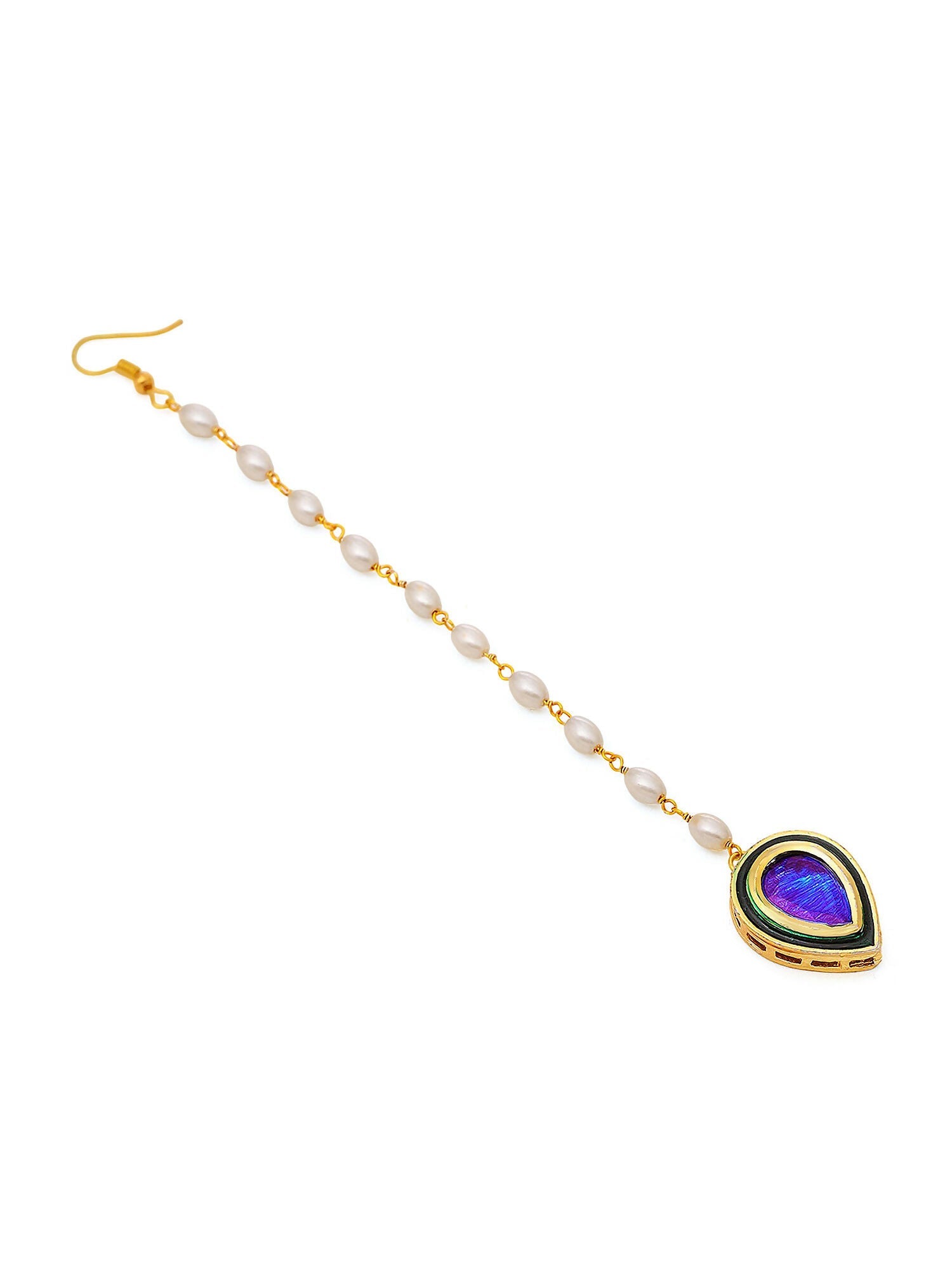 Ruby Raang Blue and Green Meenakari Kundan Maang Tikka | Swadesiicart
