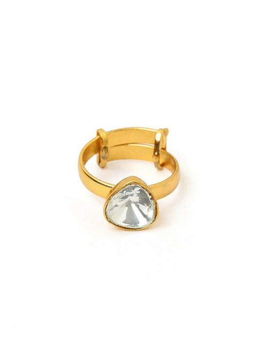 Kundan Gold plated Trillion cut Ring - Ruby Raang | Swadesiicart
