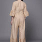 Ahalyaa Beige & Golden Printed Basic Jumpsuit - Swadesiicart