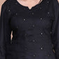 Miravan Women's Black Embroidered And Mirror Work Pakistani Straight Kurti - Swadesiicart