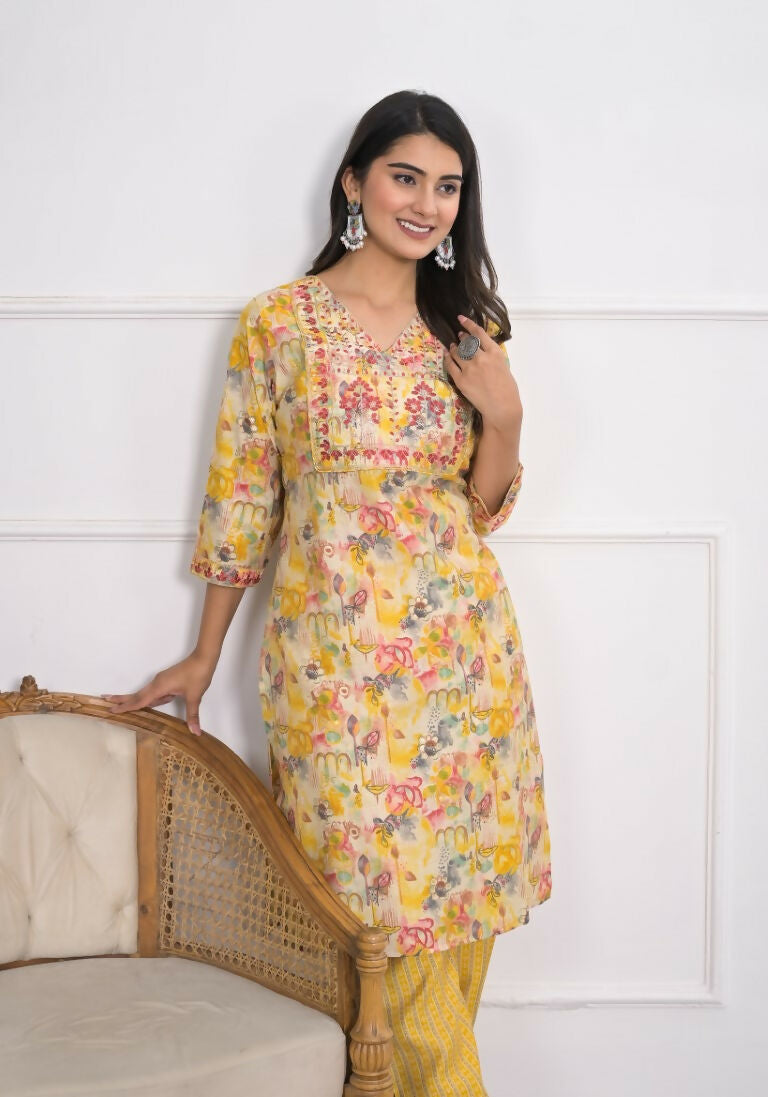 Festive Wear Ethnic Yellow chanderi Stitched Suit With Dupatta - Anbazaar - Swadesiicart