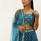 House of Panchhi Teal Net Sequinse Work Lehenga & Blouse, Dupatta | Swadesiicart