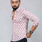 Miravan Men's White & Pink Spread Collar Floral Print Shirt | Swadesiicart