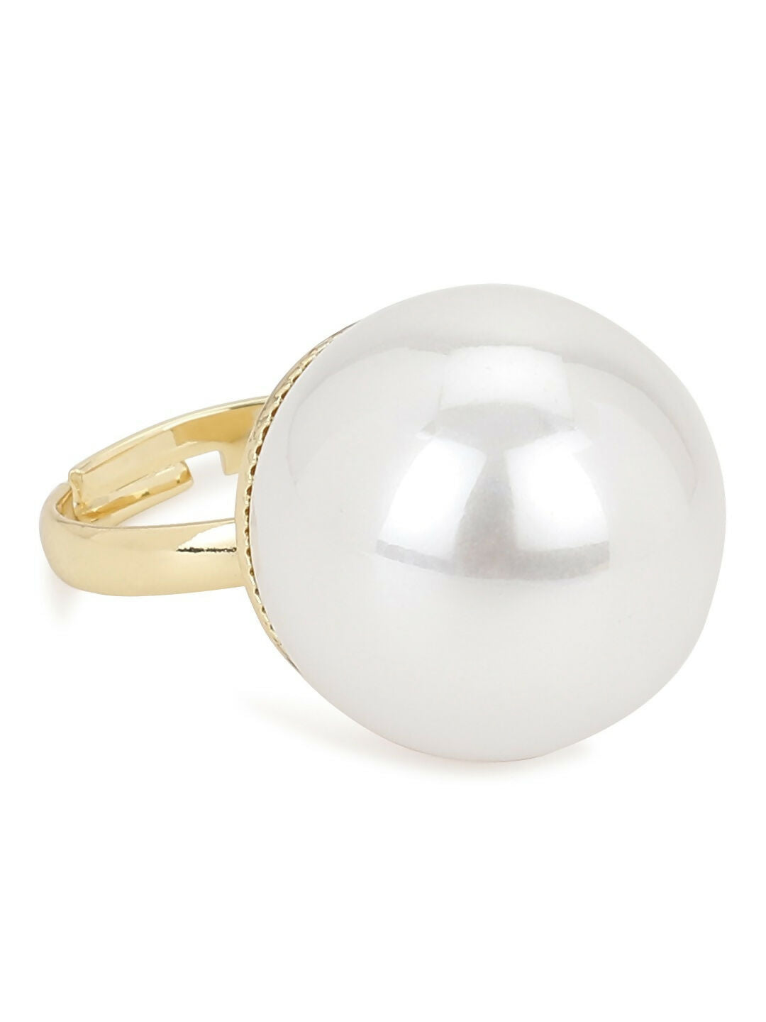 White Pearl Adjustable Ring- Ruby Raang | Swadesiicart