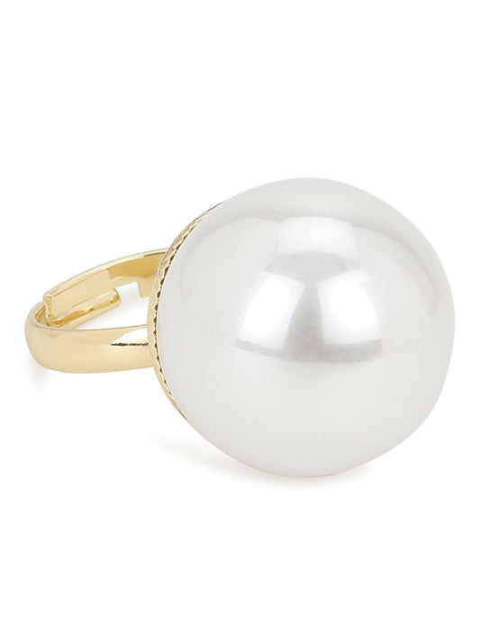 White Pearl Adjustable Ring- Ruby Raang | Swadesiicart