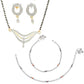 AanyaCentric Gold-Polished Mangalsutra Pendant Earring Set & Silver Plated Anklet