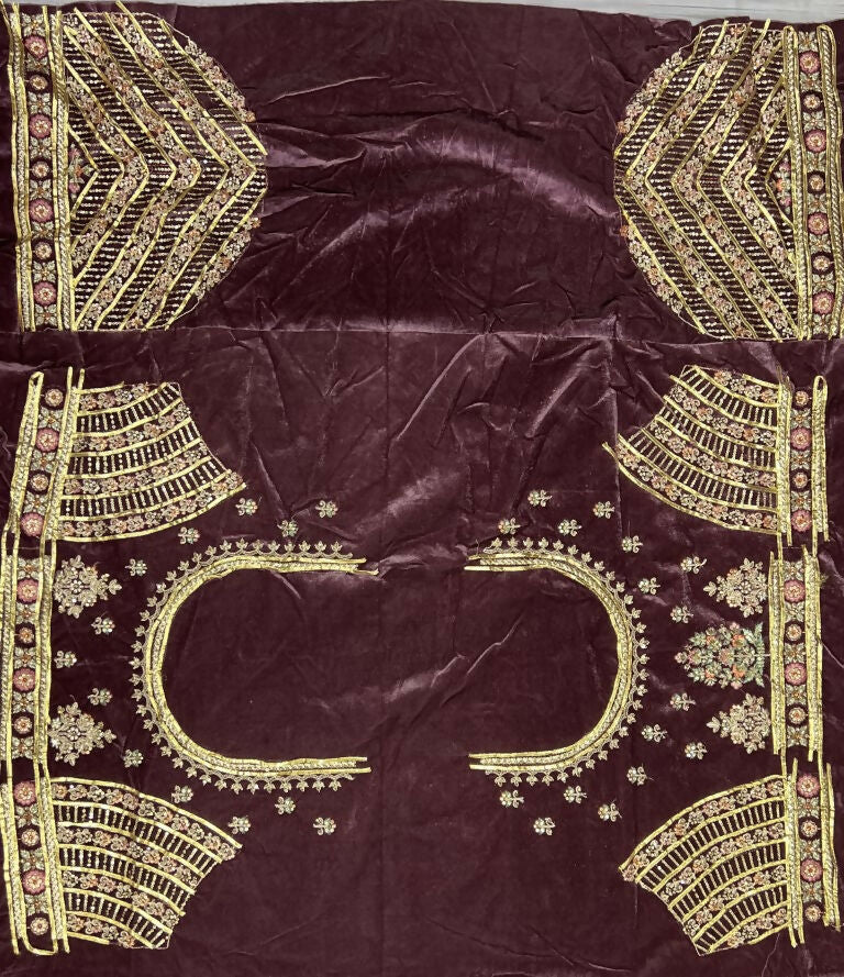 Jyoti Fashion Women's Purple Velvet Golden Gotta, Multi Thread Embroidered with Diamond Work Wedding Lehenga Choli | Swadesiicart