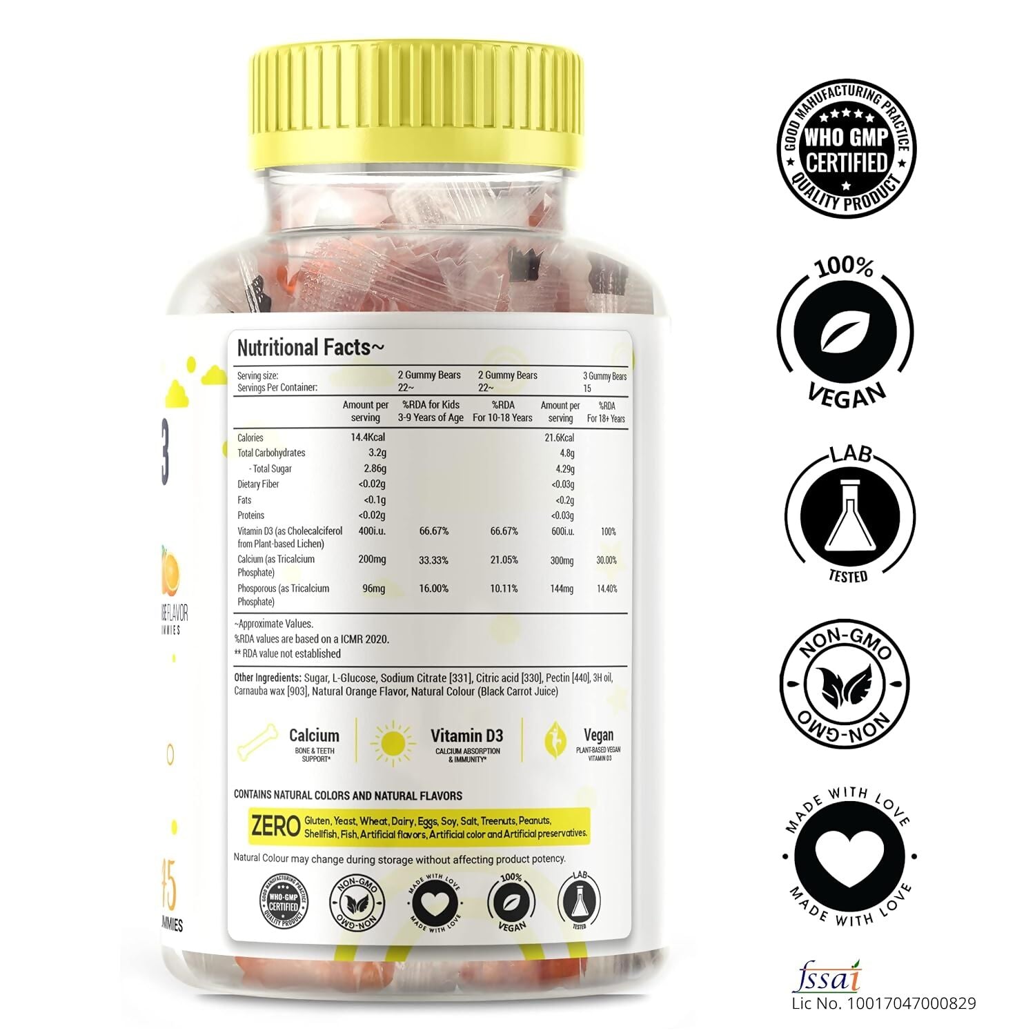 Nutrazee Calcium + D3 Gummies For Kids & Adults - Swadesiicart