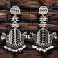 JS Fashion Designer Fancy Oxidised Silver Long Earrings for Women & Girls | Swadesiicart