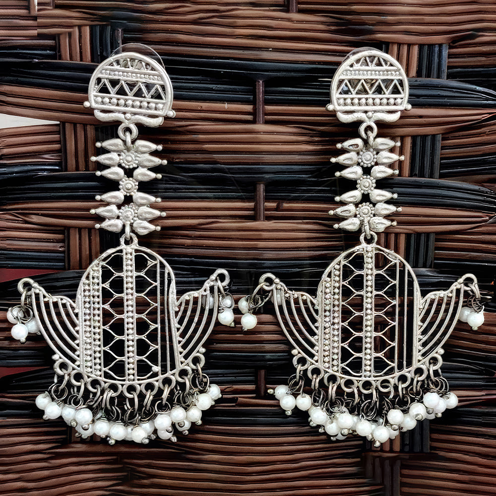 JS Fashion Designer Fancy Oxidised Silver Long Earrings for Women & Girls | Swadesiicart