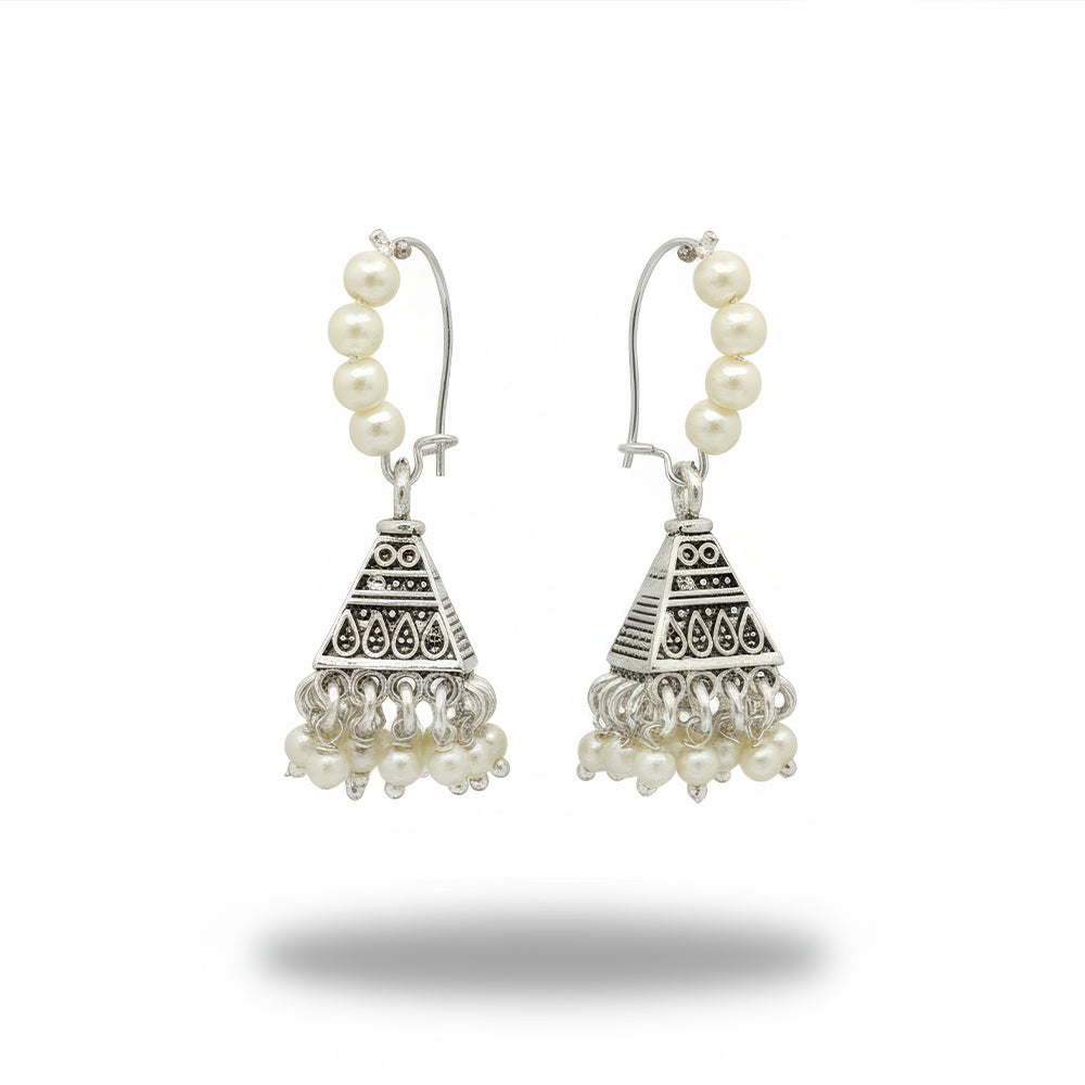 JS Fashion Clustered Pearl Oxidised Earrings for Women | Swadesiicart