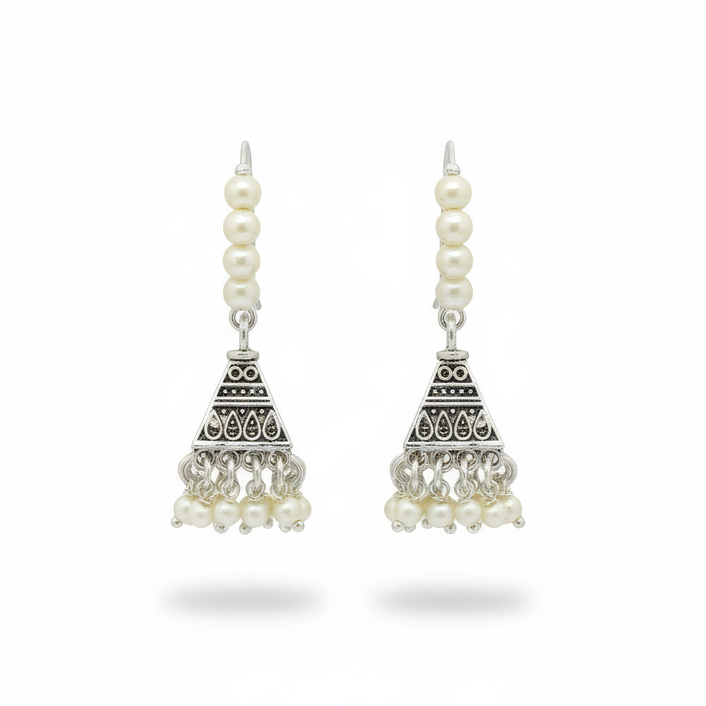 JS Fashion Clustered Pearl Oxidised Earrings for Women | Swadesiicart
