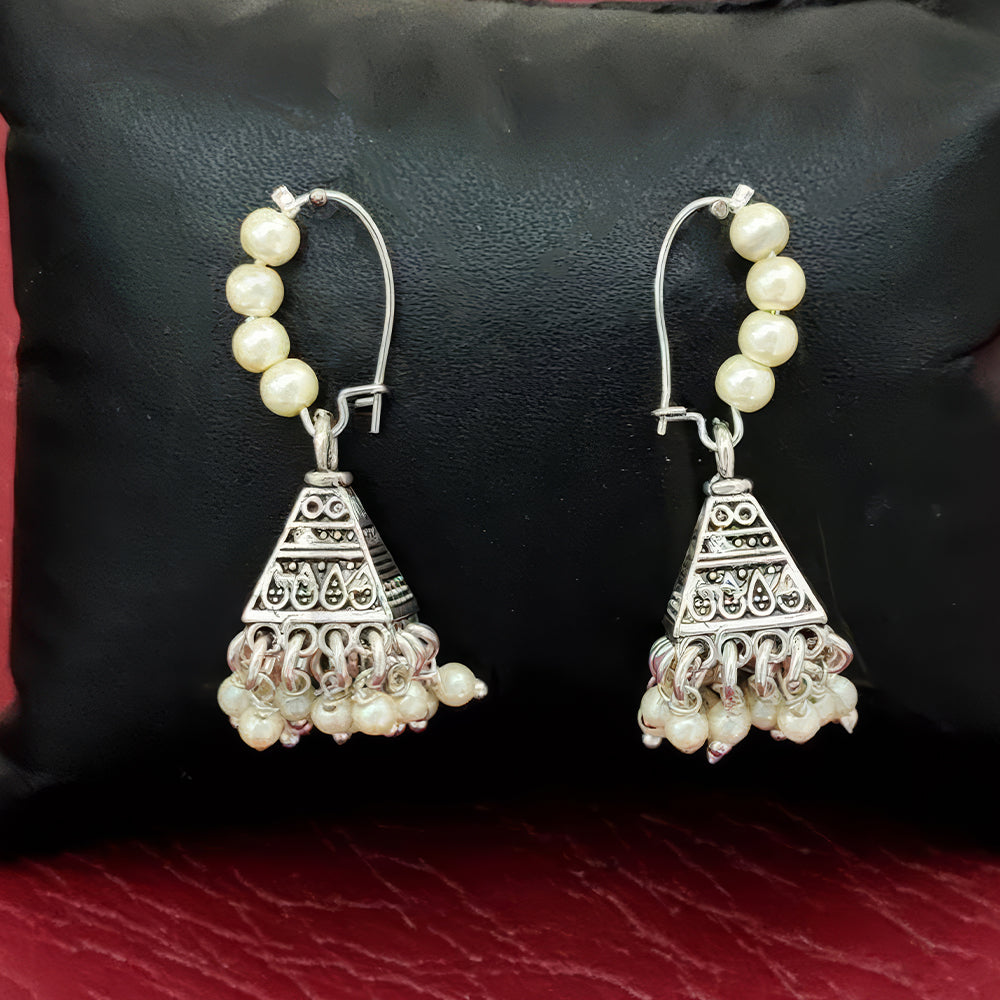 JS Fashion Clustered Pearl Oxidised Earrings for Women | Swadesiicart