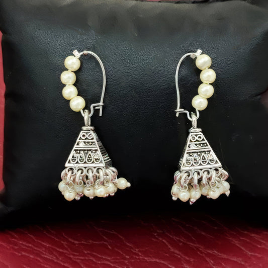 JS Fashion Clustered Pearl Oxidised Earrings for Women | Swadesiicart