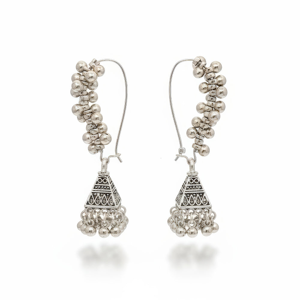 JS Fashion Fancy Design Oxidised Silver Polish Antique Style Earrings for Women & Girls | Swadesiicart