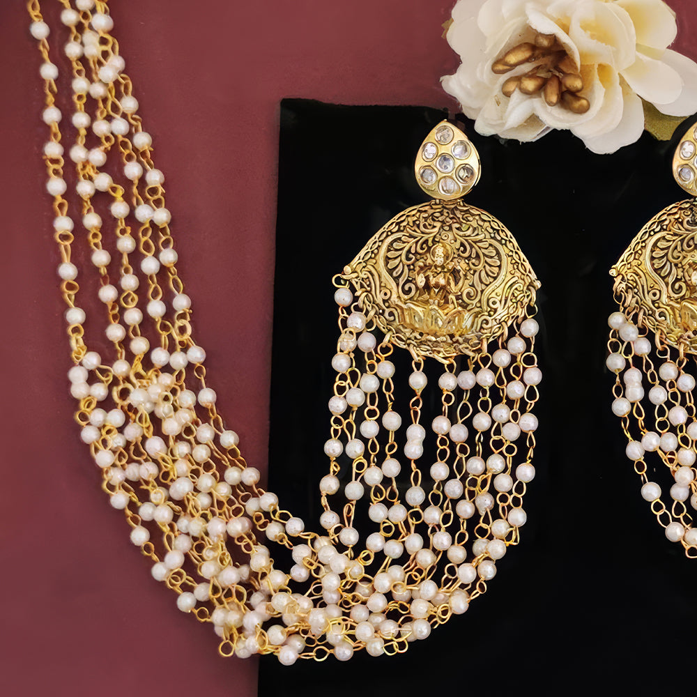 JS Fashion Laxmi Design Temple Jewellery Kaan Chain Earrings for Women | Swadesiicart