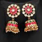 JS Fashion High Gold Meenakari Jhumka Earrings with Clustered Pearls – Fancy Traditional Party Wear Jewelry for Women | Swadesiicart
